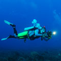 picture of underwater photographer at Scuba Libre in Playa del Carmen, Mexico